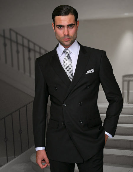 TAG BLACK REGULAR FIT DOUBLE BREASTED SUIT