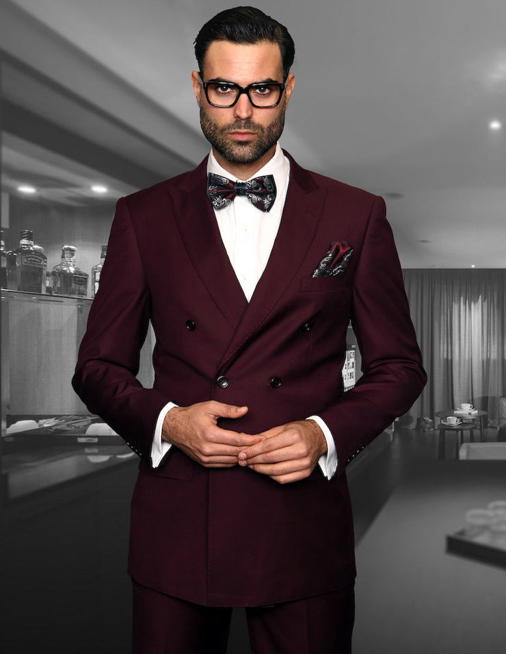 BOOKER BURGUNDY REGULAR FIT DOUBLE BREASTED SUIT