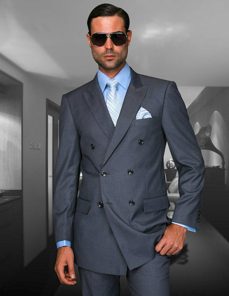 NATE CHARCOAL REGULAR FIT DOUBLE BREASTED SUIT