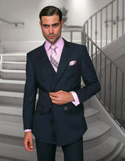 WESTON NAVY REGULAR FIT DOUBLE BREASTED SUIT