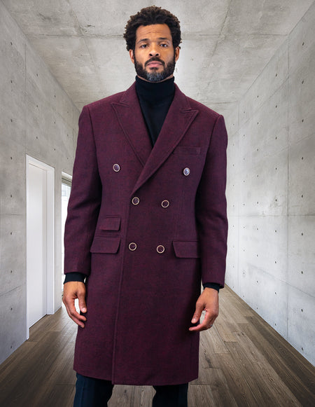 BURGUNDY DOUBLE BREASTED OVER COAT