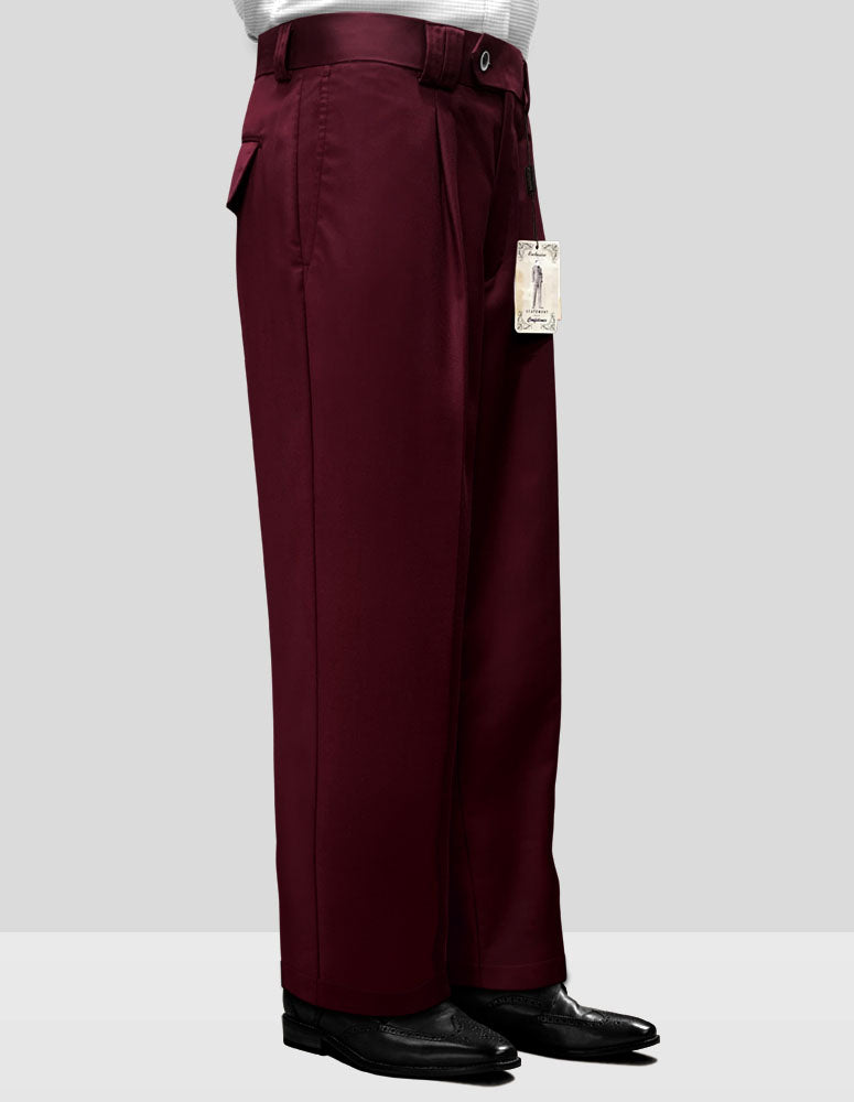 Mens Burgundy Red Italian Wool Dress Pants 70s Wide Leg
