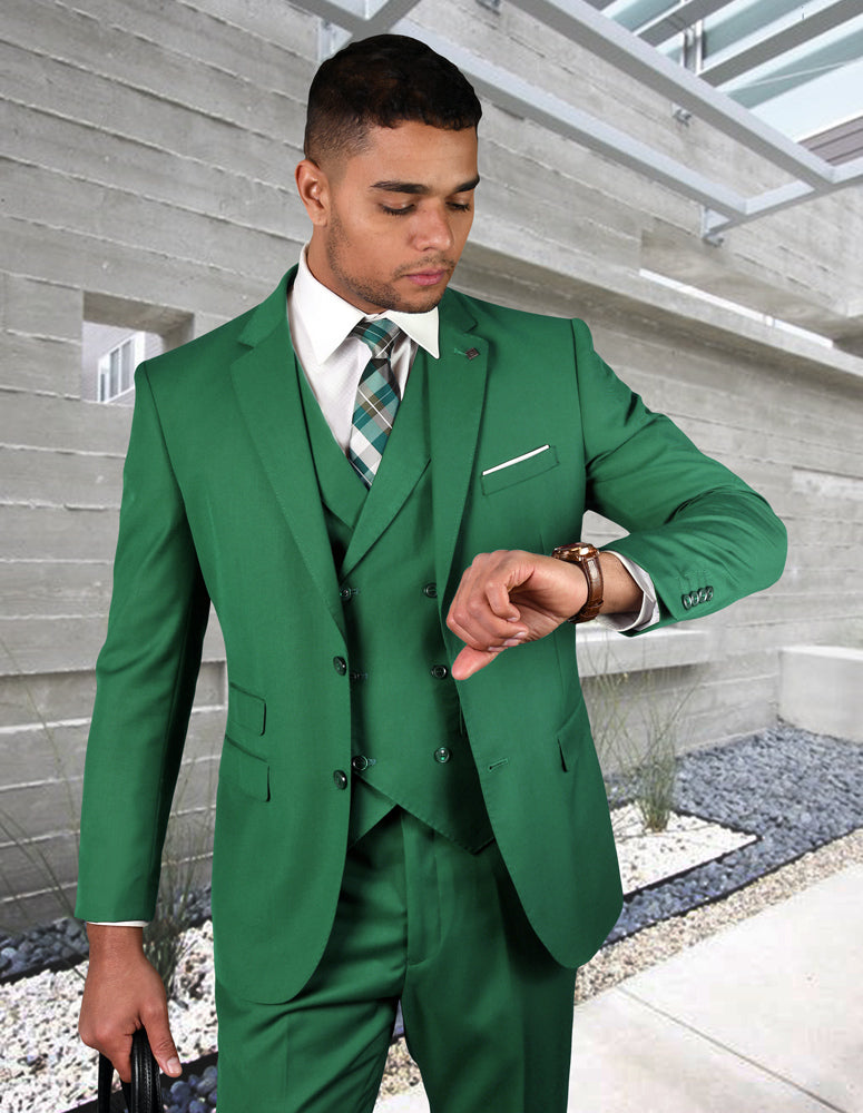 ZARGALA 3 PC KELLY GREEN MODERN FIT SUIT Bachrach ZARGALA 3 PC KELLY GREEN MODERN FIT SUIT Bachrach